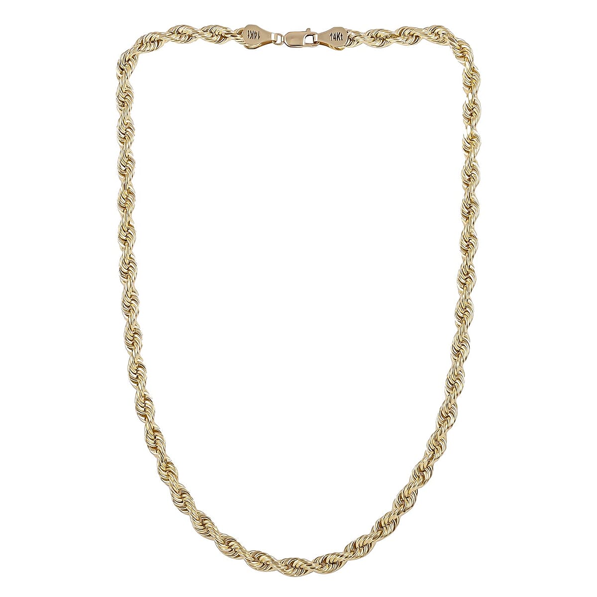 14K Yellow Gold 8mm Diamond-Cut Rope Chain Necklace 24 Inches 28.35 Grams image number 5