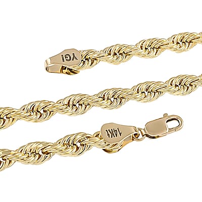 14K Yellow Gold 8mm Diamond-Cut Rope Chain Necklace 26 Inches 30.75 Grams