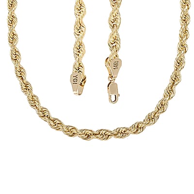 14K Yellow Gold 8mm Diamond-Cut Rope Chain Necklace 26 Inches 30.75 Grams