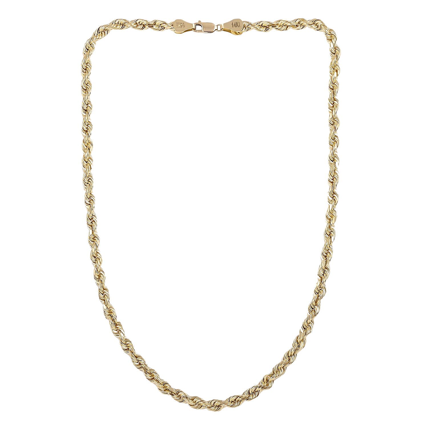 14K Yellow Gold 8mm Diamond-Cut Rope Chain Necklace 26 Inches 30.75 Grams