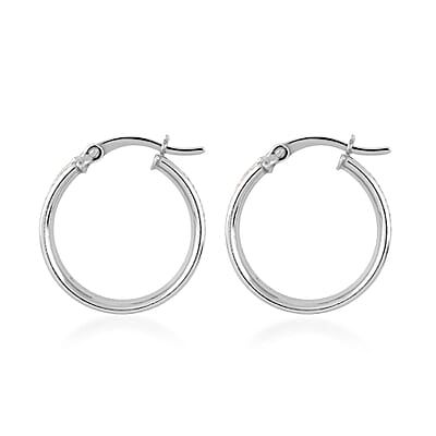 Rhodium Over Sterling Silver Stardust Hoop Earrings 2.40 Grams