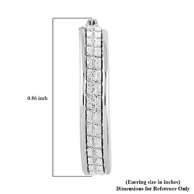 Rhodium Over Sterling Silver Stardust Hoop Earrings 2.40 Grams