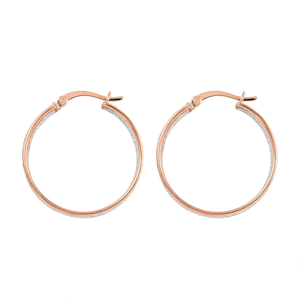 14K Rose Gold Over Sterling Silver Stardust Hoop Earrings 3.90 Grams