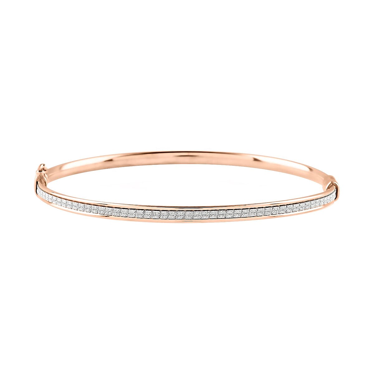 Stardust Bangle Bracelet | 14K Rose Gold Over Sterling Silver Bangle Bracelet | Stardust Bangle | Silver Bangle Bracelet (7.00 In) 5.9 Grams image number 0