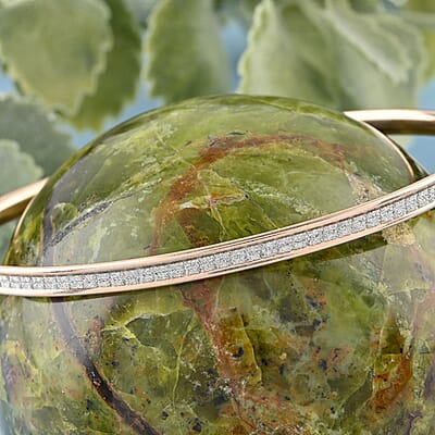Stardust Bangle Bracelet | 14K Rose Gold Over Sterling Silver Bangle Bracelet | Stardust Bangle | Silver Bangle Bracelet (7.00 In) 5.9 Grams