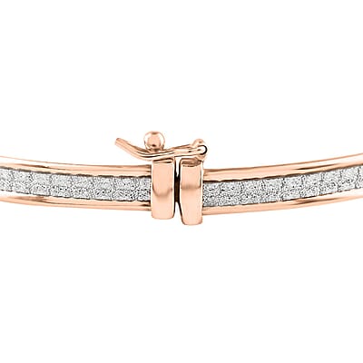 Stardust Bangle Bracelet | 14K Rose Gold Over Sterling Silver Bangle Bracelet | Stardust Bangle | Silver Bangle Bracelet (7.00 In) 5.9 Grams