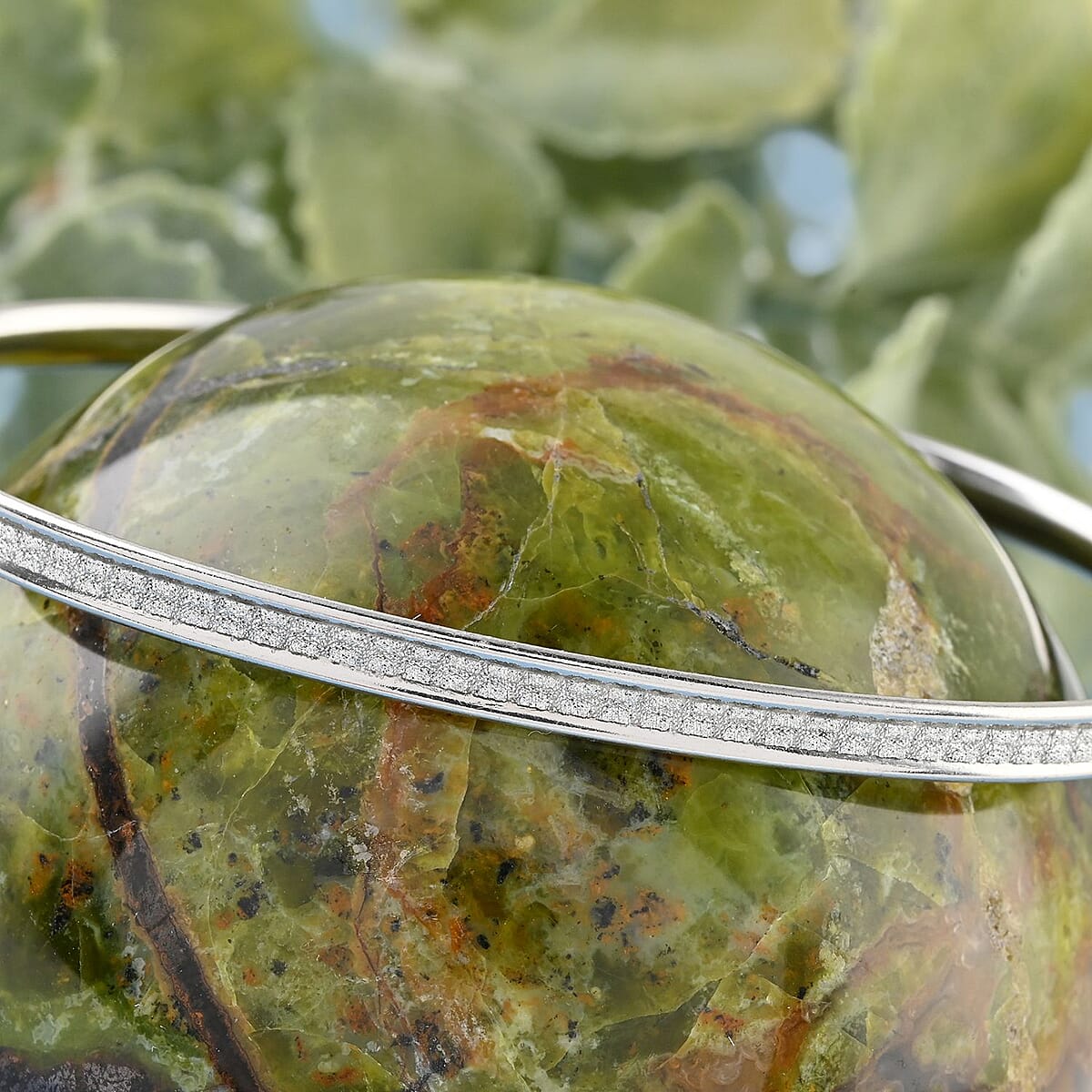 Stardust Bangle Bracelet , Rhodium Over Sterling Silver Bangle Bracelet , Stardust Bangle , Silver Bangle Bracelet (7.00 In) 5.9 Grams image number 1