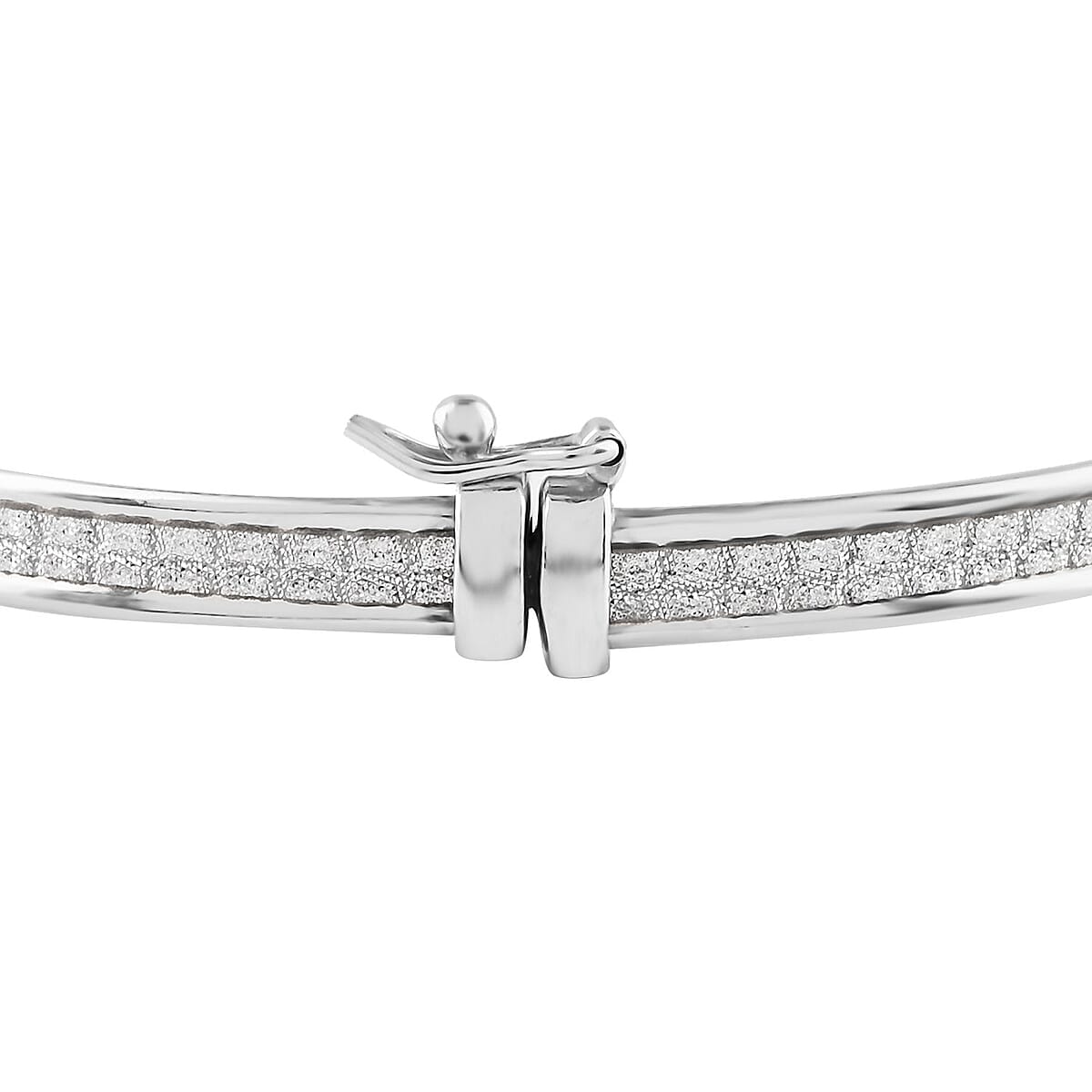 Stardust Bangle Bracelet , Rhodium Over Sterling Silver Bangle Bracelet , Stardust Bangle , Silver Bangle Bracelet (7.00 In) 5.9 Grams image number 3
