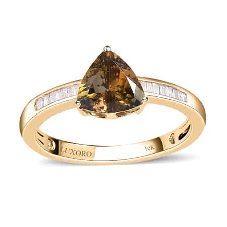 LUXORO 10K Yellow Gold Premium Natural Golden Tanzanite and G-H I3 Diamond Ring 2.25 Grams 1.35 ctw image number 0