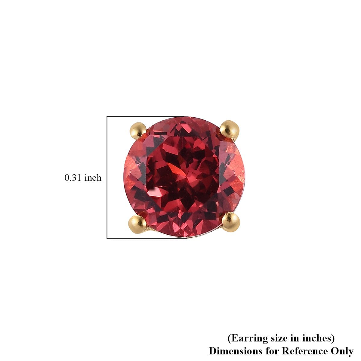 Lab Created Padparadscha Sapphire Solitaire Stud Earrings in Vermeil Yellow Gold Over Sterling Silver 3.85 ctw image number 4