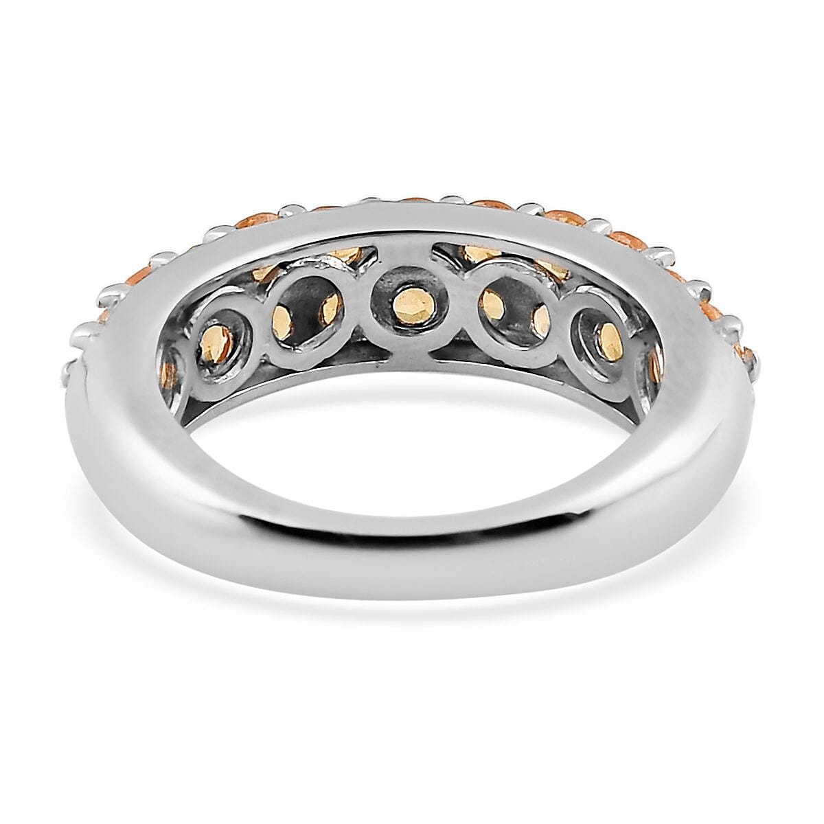 Premium Viceroy Spessartine Garnet Double Row Band Ring in Platinum Over Sterling Silver (Size 10.0) 1.85 ctw