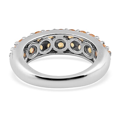 Premium Viceroy Spessartine Garnet Double Row Band Ring in Platinum Over Sterling Silver (Size 10.0) 1.85 ctw