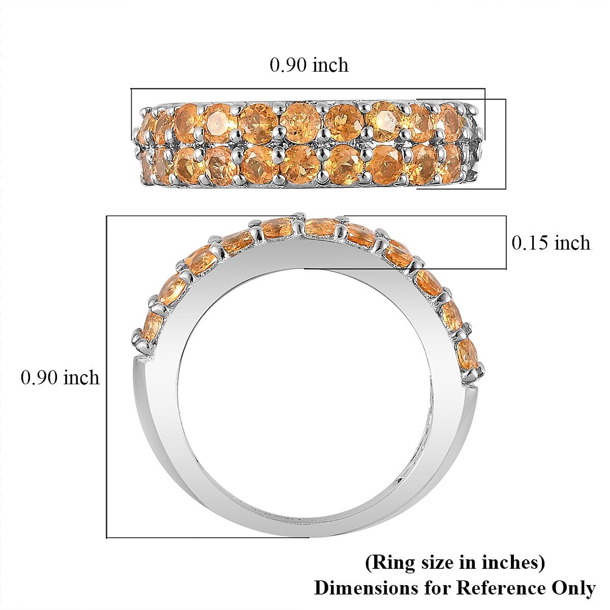 Premium Viceroy Spessartine Garnet Double Row Band Ring in Platinum Over Sterling Silver (Size 6.0) 1.85 ctw image number 5