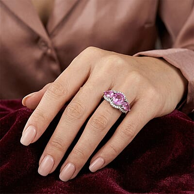 Patroke Quartz (Triplet) and White Zircon 4.40 ctw Ring in Platinum Over Sterling Silver (Size 11.5)