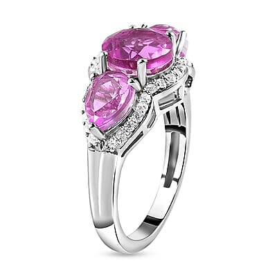 Patroke Quartz (Triplet) and White Zircon 4.40 ctw Ring in Platinum Over Sterling Silver (Size 11.5)
