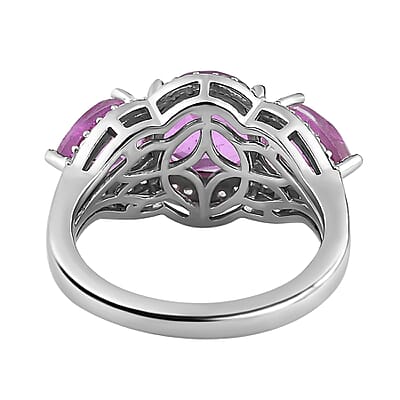 Patroke Quartz (Triplet) and White Zircon 4.40 ctw Ring in Platinum Over Sterling Silver (Size 11.5)