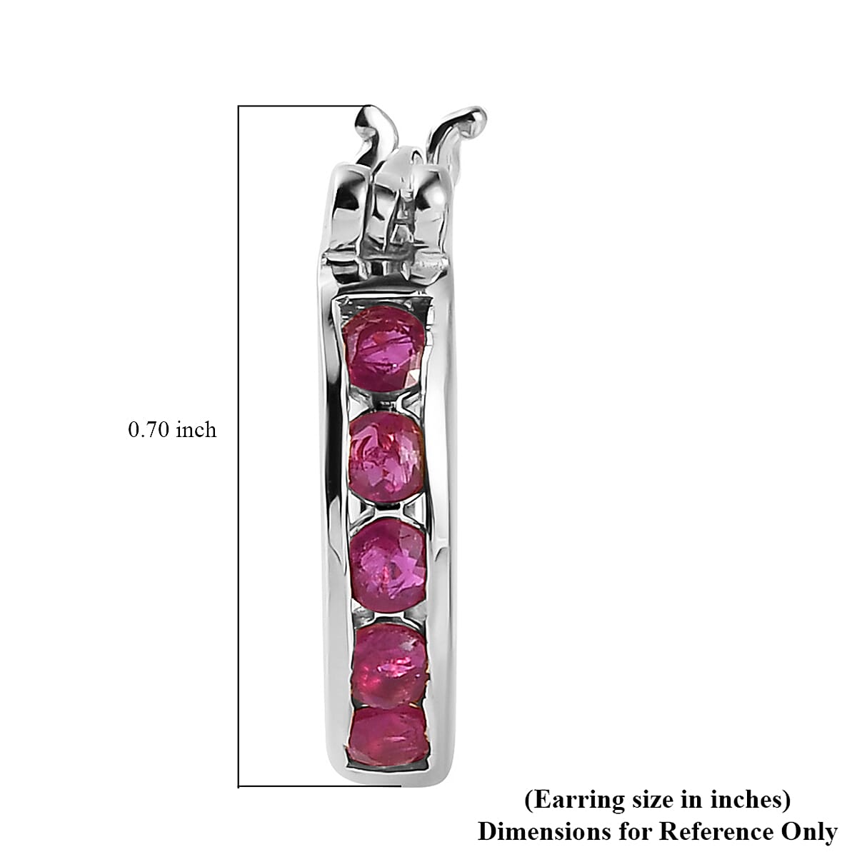 Premium Montepuez Ruby Hoop Earrings in Platinum Over Sterling Silver 0.85 ctw image number 4