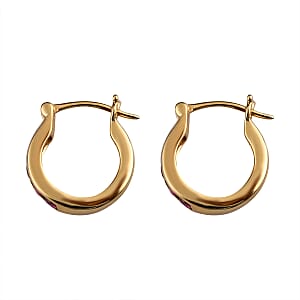 Premium Montepuez Ruby Hoop Earrings in Vermeil Yellow Gold Over Sterling Silver 0.85 ctw