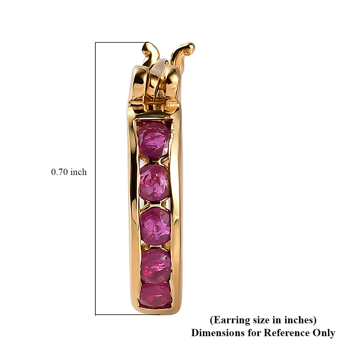 Premium Montepuez Ruby Hoop Earrings in Vermeil Yellow Gold Over Sterling Silver 0.85 ctw image number 4