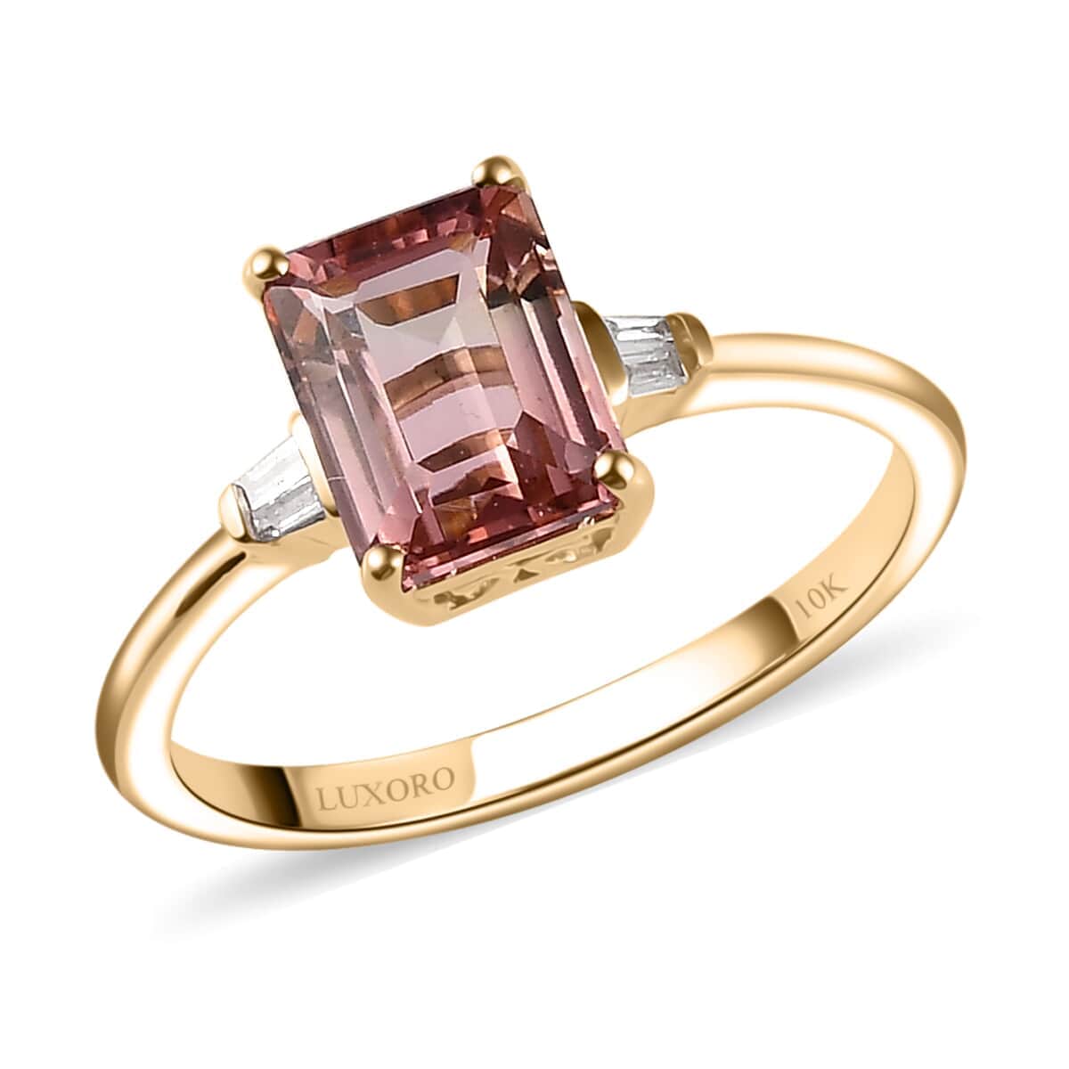 LUXORO 10K Rose Gold AA Premium Natural Blush Tourmaline and Diamond Ring 1.85 ctw image number 0