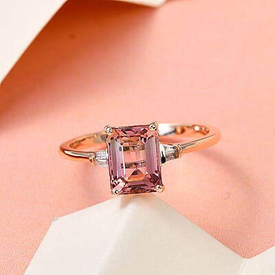 Luxoro 10K Rose Gold Premium Blush Tourmaline and Diamond Ring (Size 7.0) 1.85 ctw