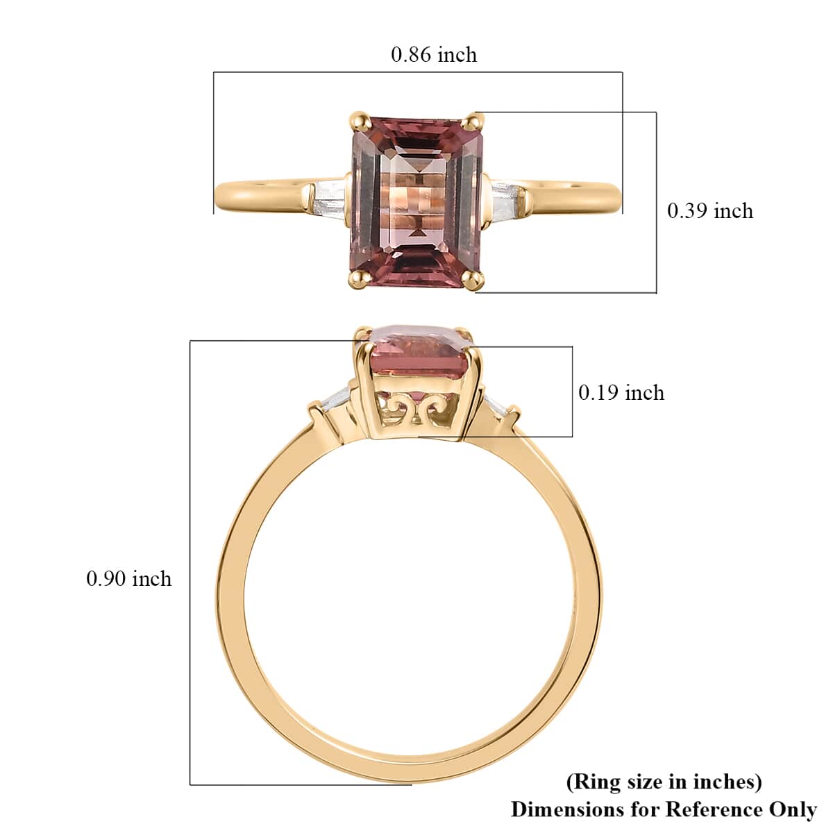 LUXORO 10K Rose Gold AA Premium Natural Blush Tourmaline and Diamond Ring 1.85 ctw image number 5