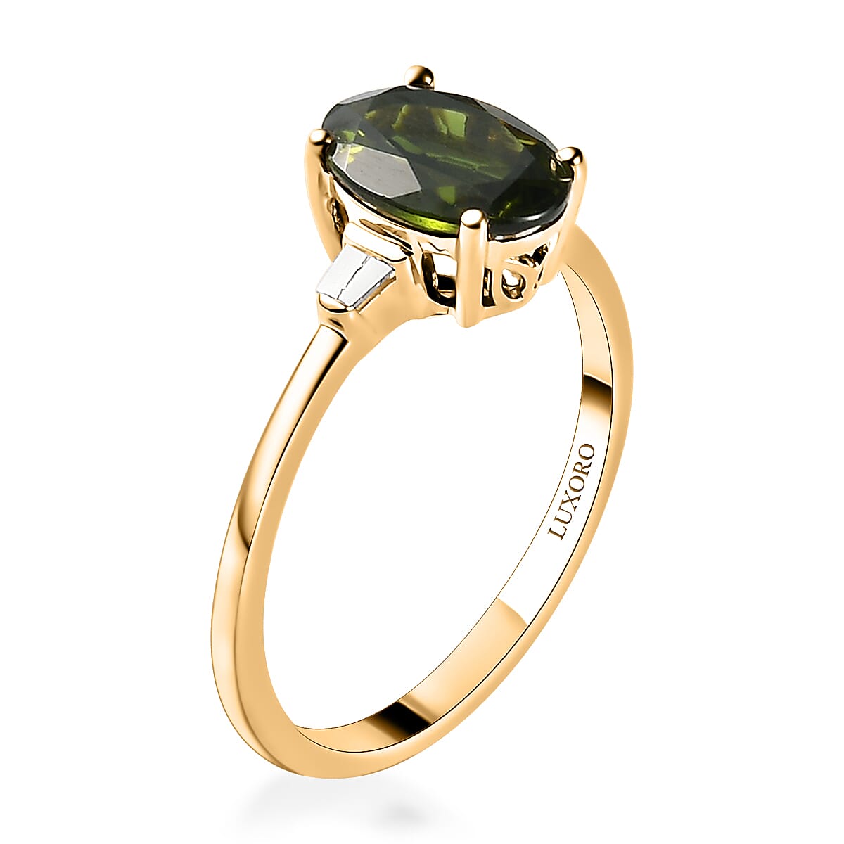 Luxoro 10K Yellow Gold Premium Tanzanian Chrome Tourmaline and Diamond Ring (Size 9.0) 1.75 ctw image number 3