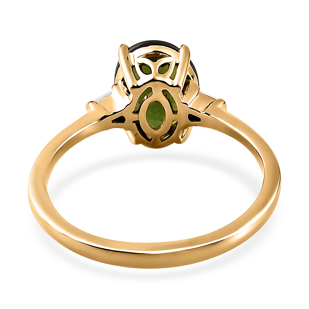 Luxoro 10K Yellow Gold Premium Tanzanian Chrome Tourmaline and Diamond Ring (Size 9.0) 1.75 ctw image number 4