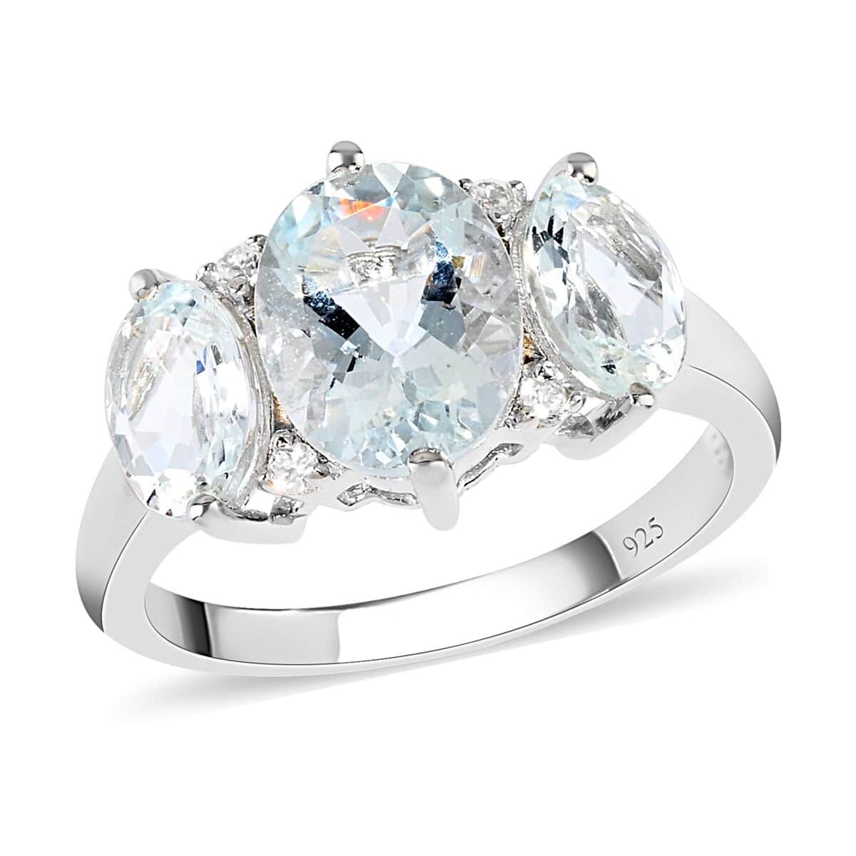 Espirito Santo Aquamarine and Natural White Zircon Ring in Sterling Silver 3.30 ctw image number 0