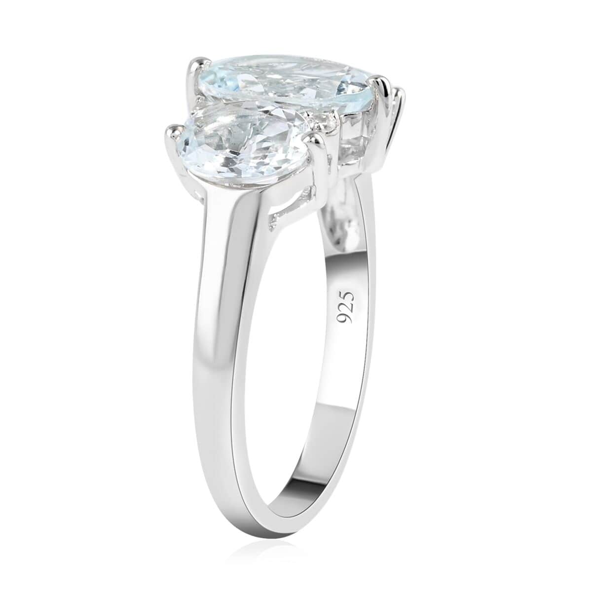 Espirito Santo Aquamarine and Natural White Zircon Ring in Sterling Silver 3.30 ctw image number 3