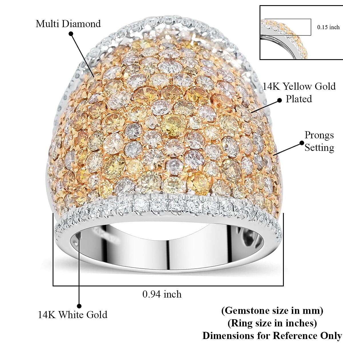14K White and Yellow Gold Multi Diamond Statement Ring 10.40 Grams 4.15 ctw (Delivered in 10-12 Business Days) image number 5