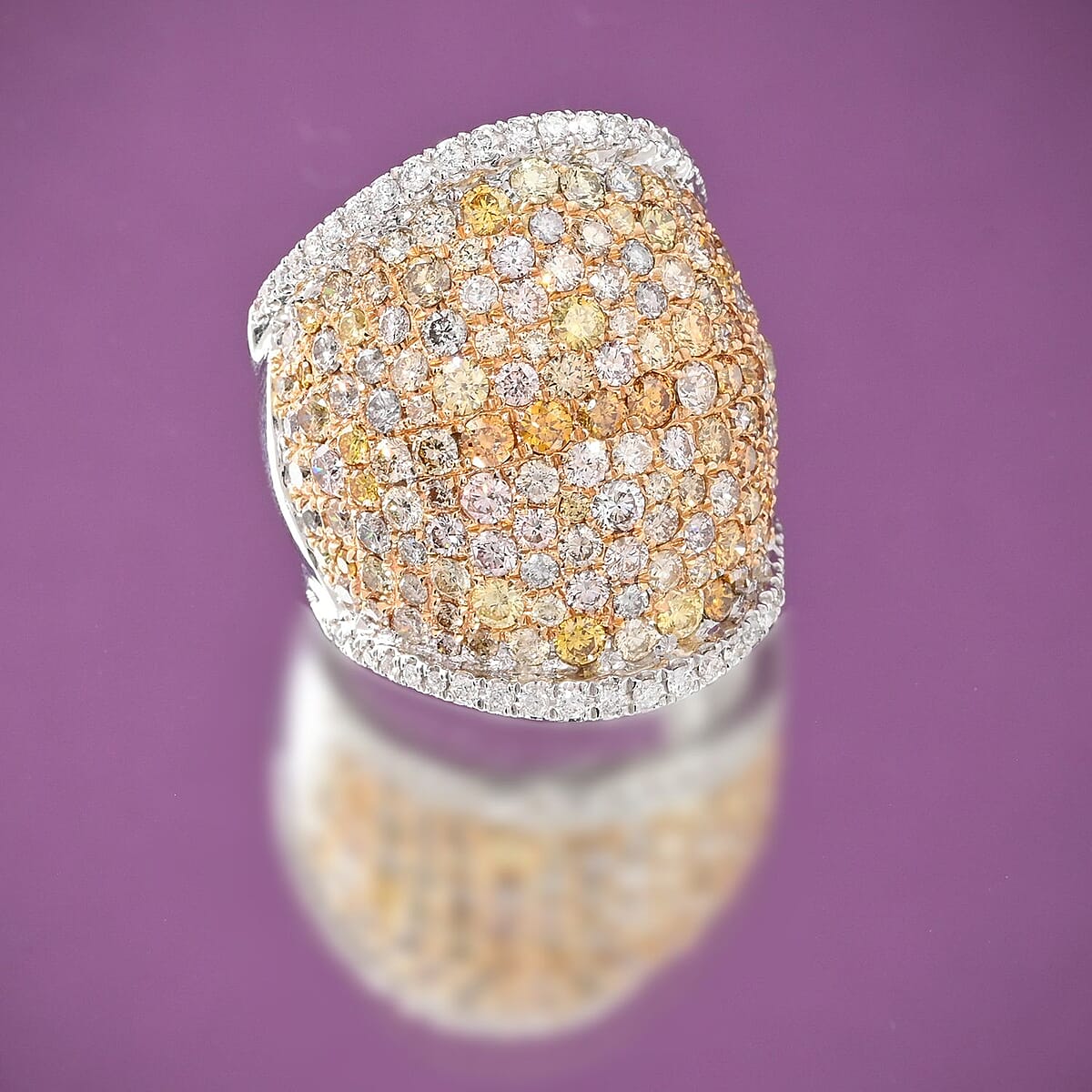 14K White and Yellow Gold Multi Diamond Statement Ring (Size 9.0) 10.40 Grams 4.15 ctw image number 1