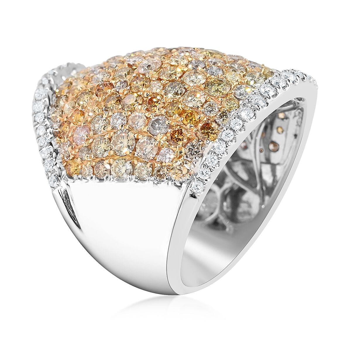 14K White and Yellow Gold Multi Diamond Statement Ring (Size 9.0) 10.40 Grams 4.15 ctw image number 3