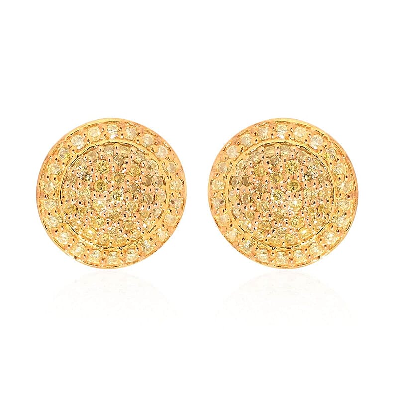 14K Yellow Gold Natural Yellow Diamond Stud Earrings 3.4 Grams 0.40 ctw