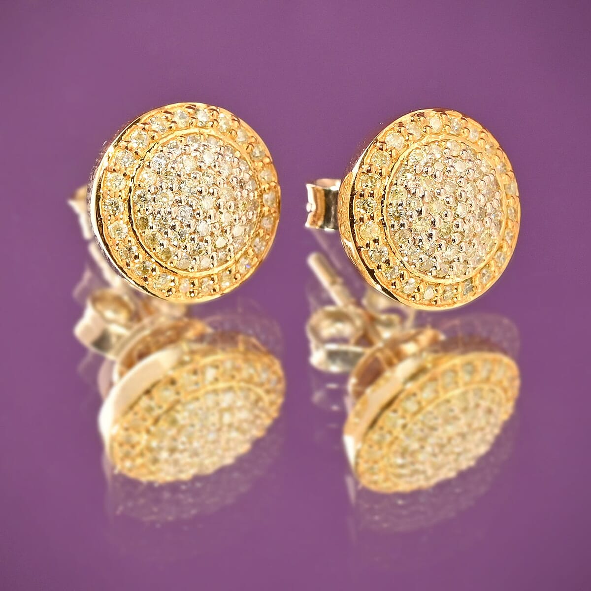 14K Yellow Gold Natural Yellow Diamond Stud Earrings 3.4 Grams 0.40 ctw image number 1