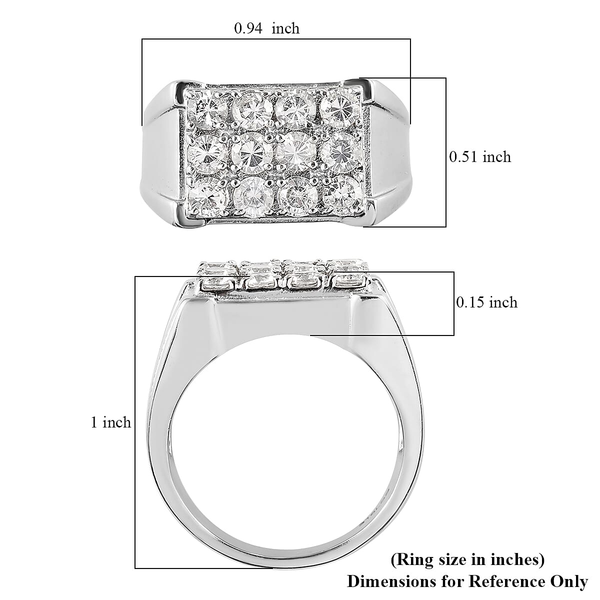 Lab Created White Sapphire Men's Ring in Stainless Steel 2.00 ctw image number 5