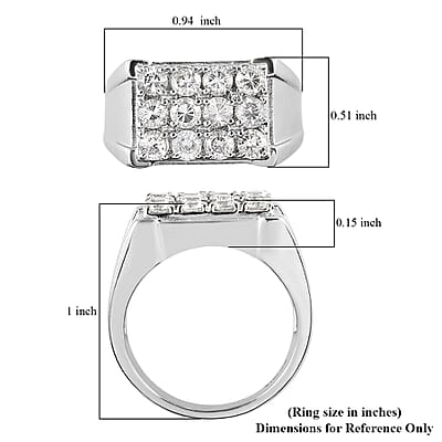 Lab Created White Sapphire Men's Ring in Stainless Steel (Size 10.0) 2.00 ctw | Tarnish-Free, Waterproof, Sweat Proof Jewelry