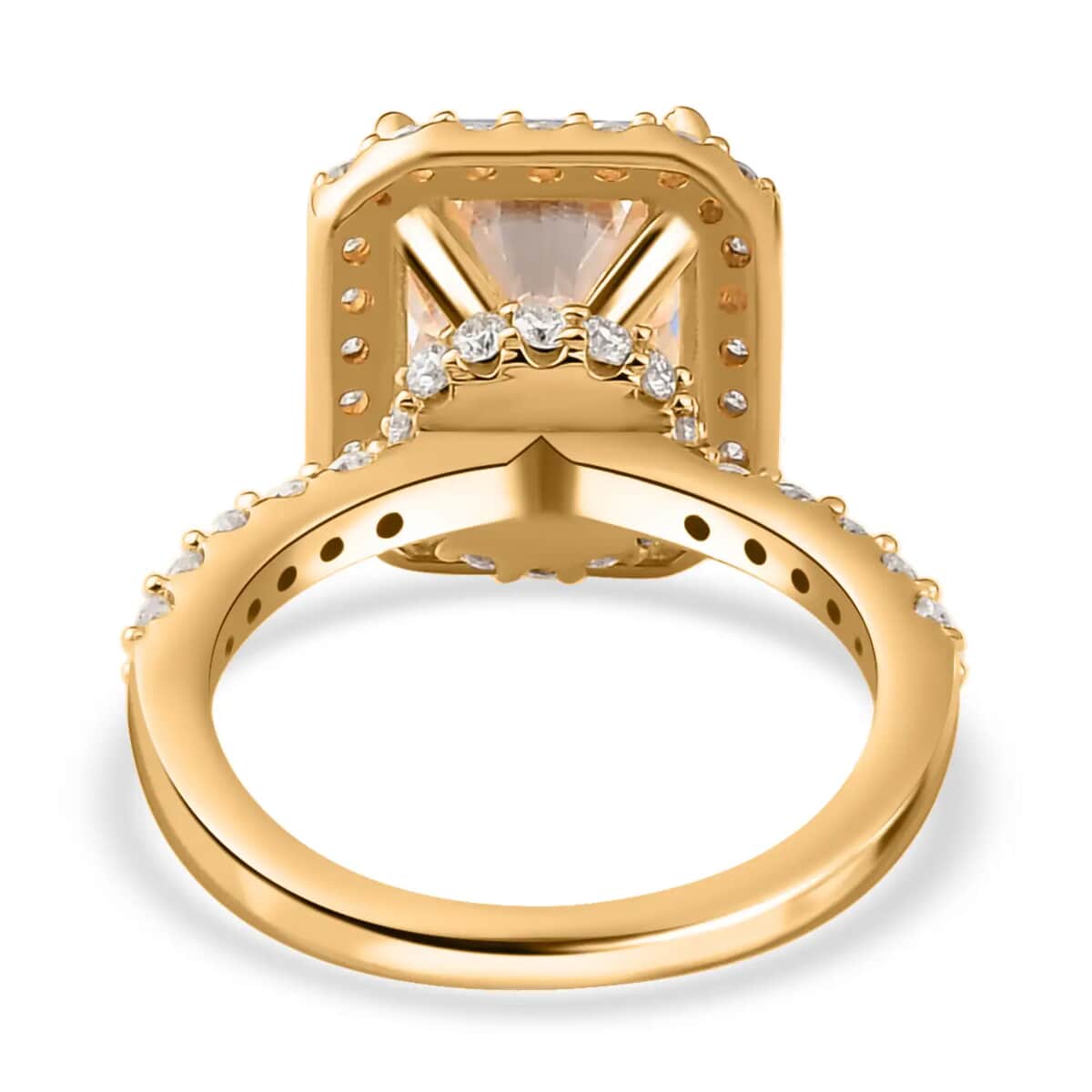 Radiant Cut Moissanite Halo Ring in Vermeil Yellow Gold Over Sterling Silver (Size 9.0) 4.20 ctw image number 5