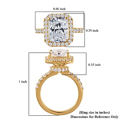 Radiant Cut Moissanite 4.75 ctw Halo Ring in Vermeil Yellow Gold Over Sterling Silver (Size  10.0)