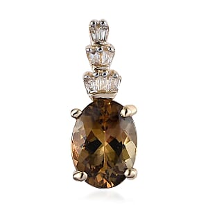 Luxoro 10K Yellow Gold Premium Golden Tanzanite and Diamond Pendant 1.35 ctw