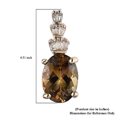 Luxoro 10K Yellow Gold Premium Golden Tanzanite and Diamond Pendant 1.35 ctw