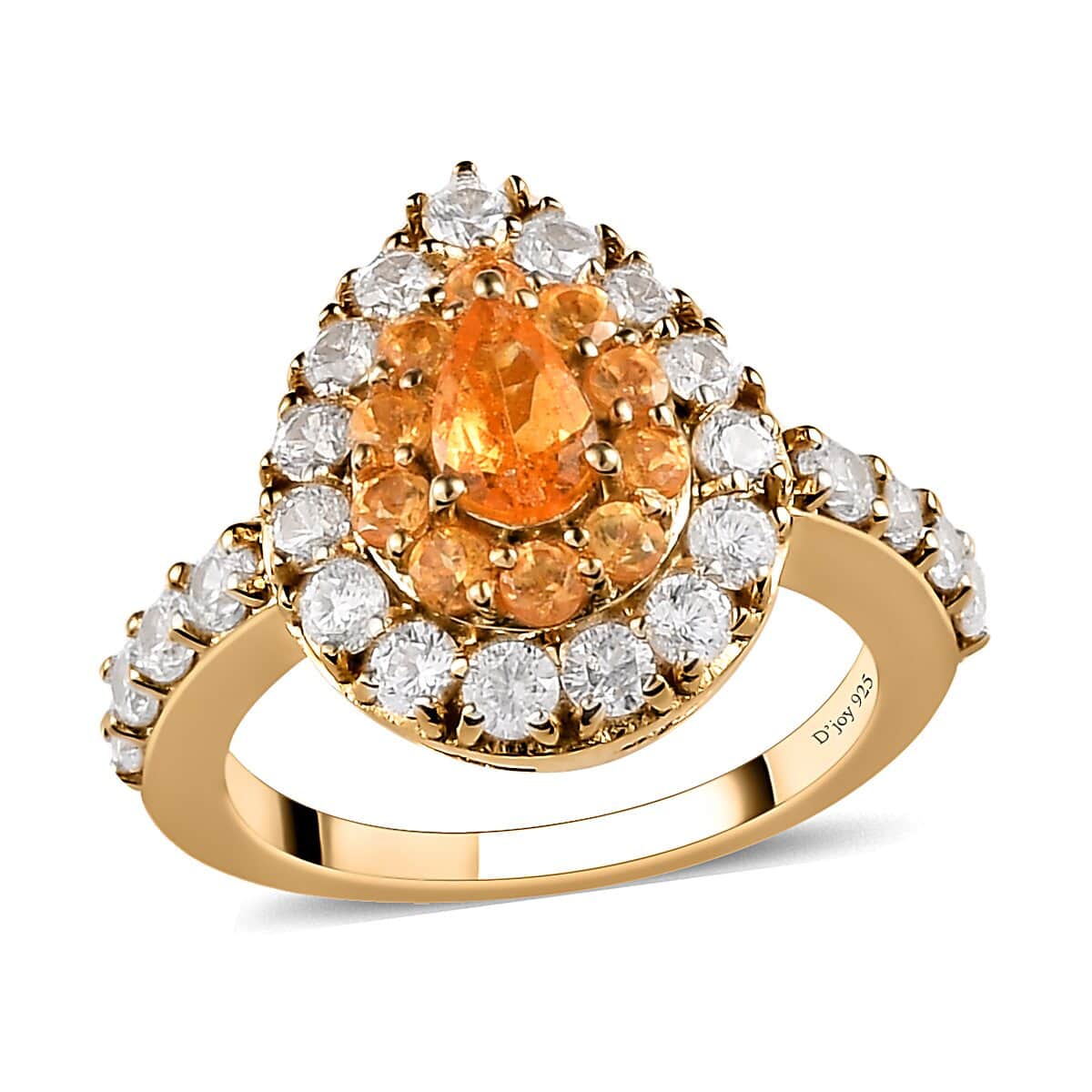 Premium Viceroy Spessartine Garnet and Natural White Zircon Halo Ring in Vermeil Yellow Gold Over Sterling Silver (Size 10.0) 2.50 ctw image number 0