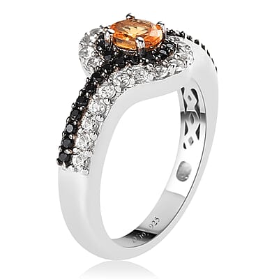 Premium Viceroy Spessartine Garnet and Multi Gemstone Ring in Platinum Over Sterling Silver (Size 10.0) 1.25 ctw