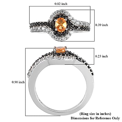 Premium Viceroy Spessartine Garnet and Multi Gemstone Ring in Platinum Over Sterling Silver (Size 10.0) 1.25 ctw