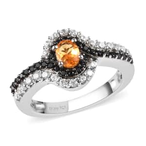 Premium Viceroy Spessartine Garnet and Multi Gemstone Ring in Platinum Over Sterling Silver (Size 6.0) 1.25 ctw