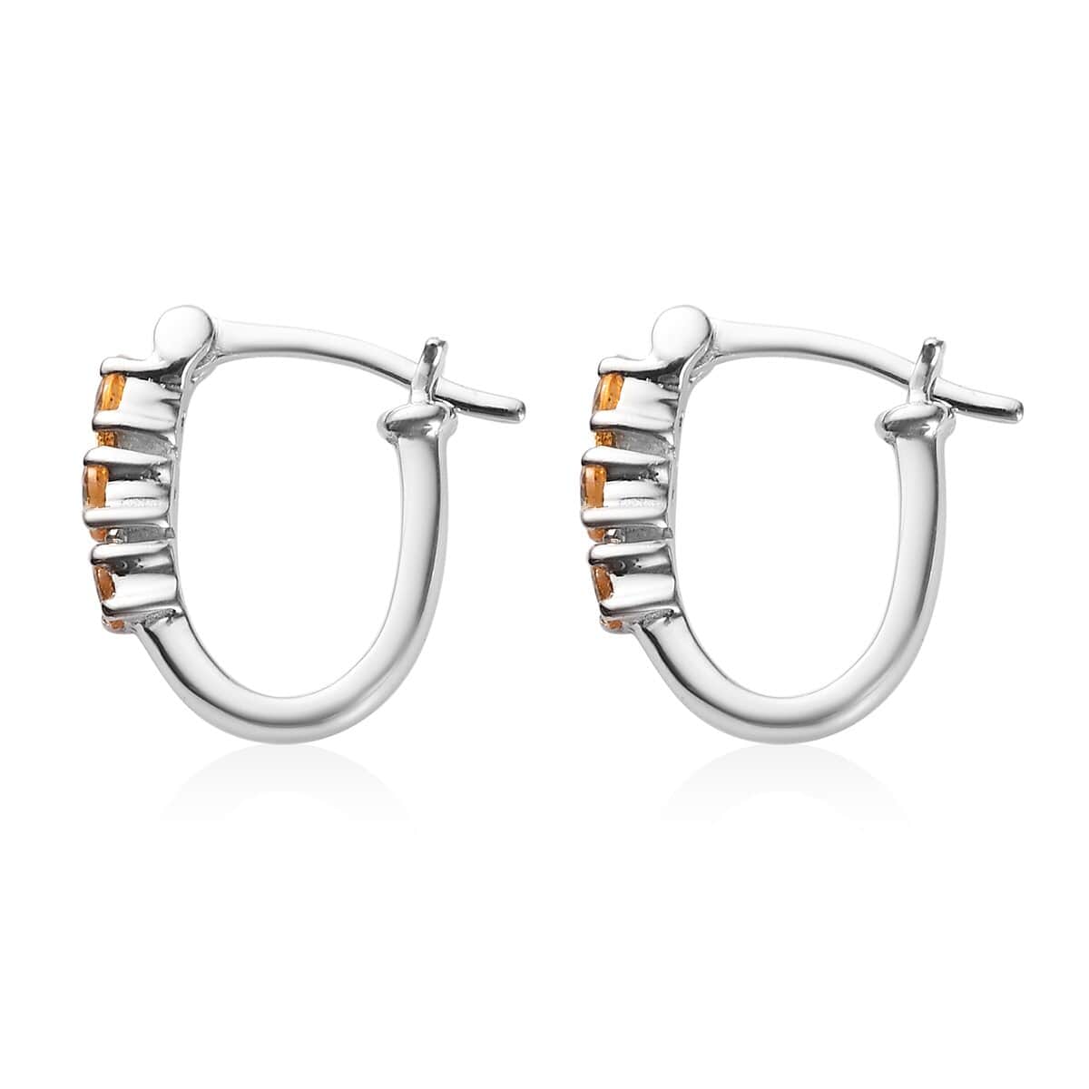 Premium Viceroy Spessartine Garnet Huggie Hoop Earrings in Platinum Over Sterling Silver 0.84 ctw image number 3