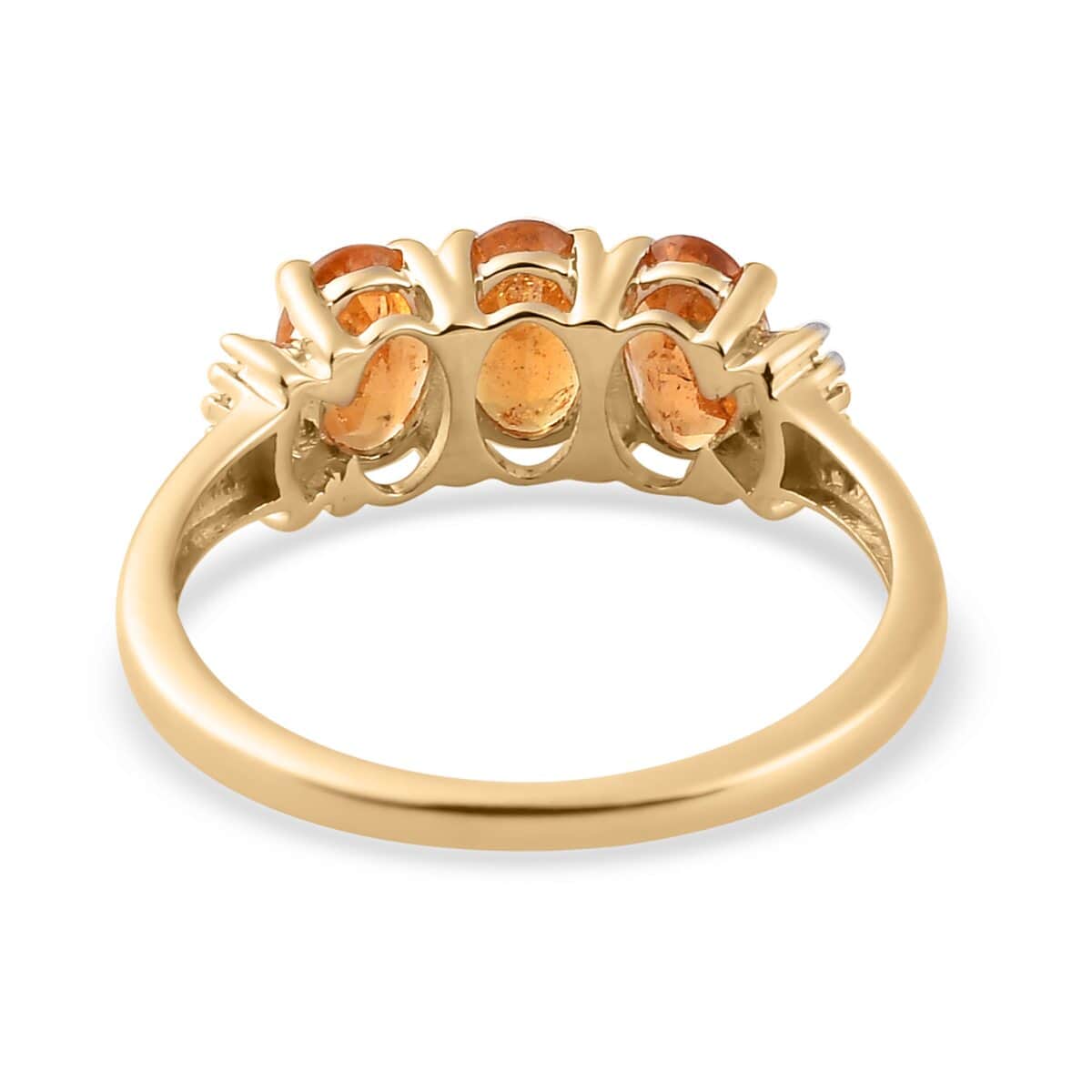 Luxoro 10K Yellow Gold Premium Viceroy Spessartine Garnet and Diamond 3 Stone Ring (Size 9.0) 1.90 ctw image number 4