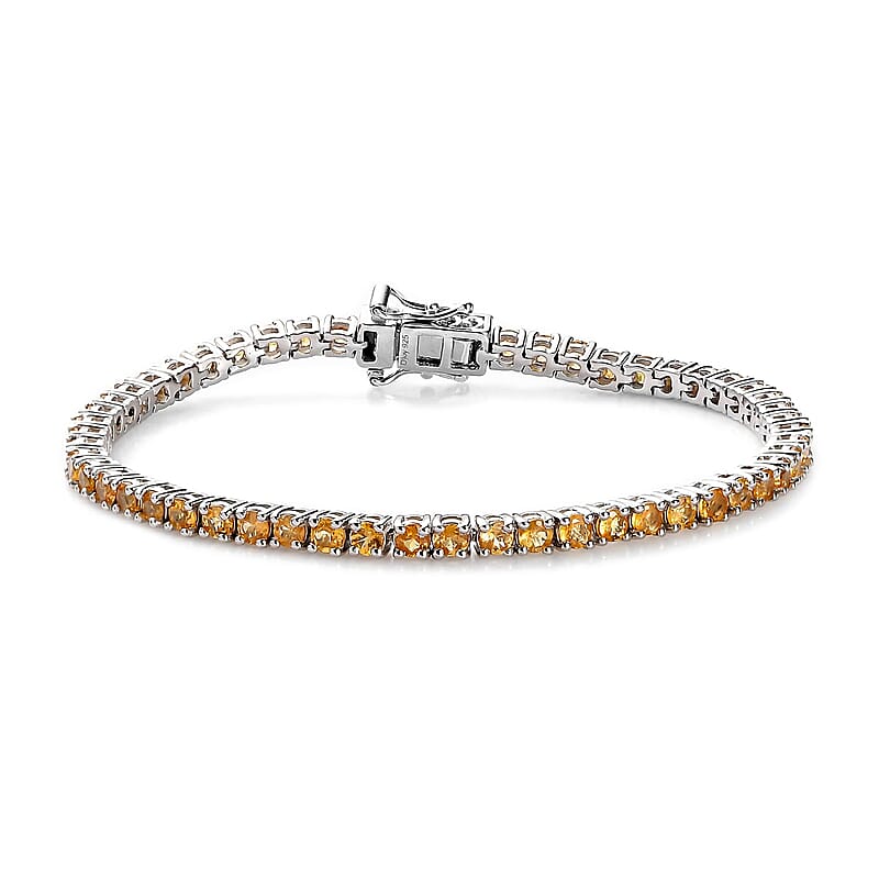 Premium Viceroy Spessartine Garnet Tennis Bracelet in Platinum Over Sterling Silver (7.25 In) 7.30 ctw