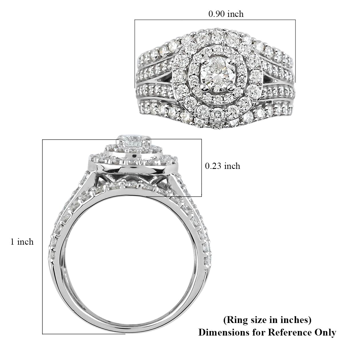 NY Closeout 14K White Gold G-H I1 Diamond Ring (Size 7.0) 8 Grams 2.00 ctw image number 3
