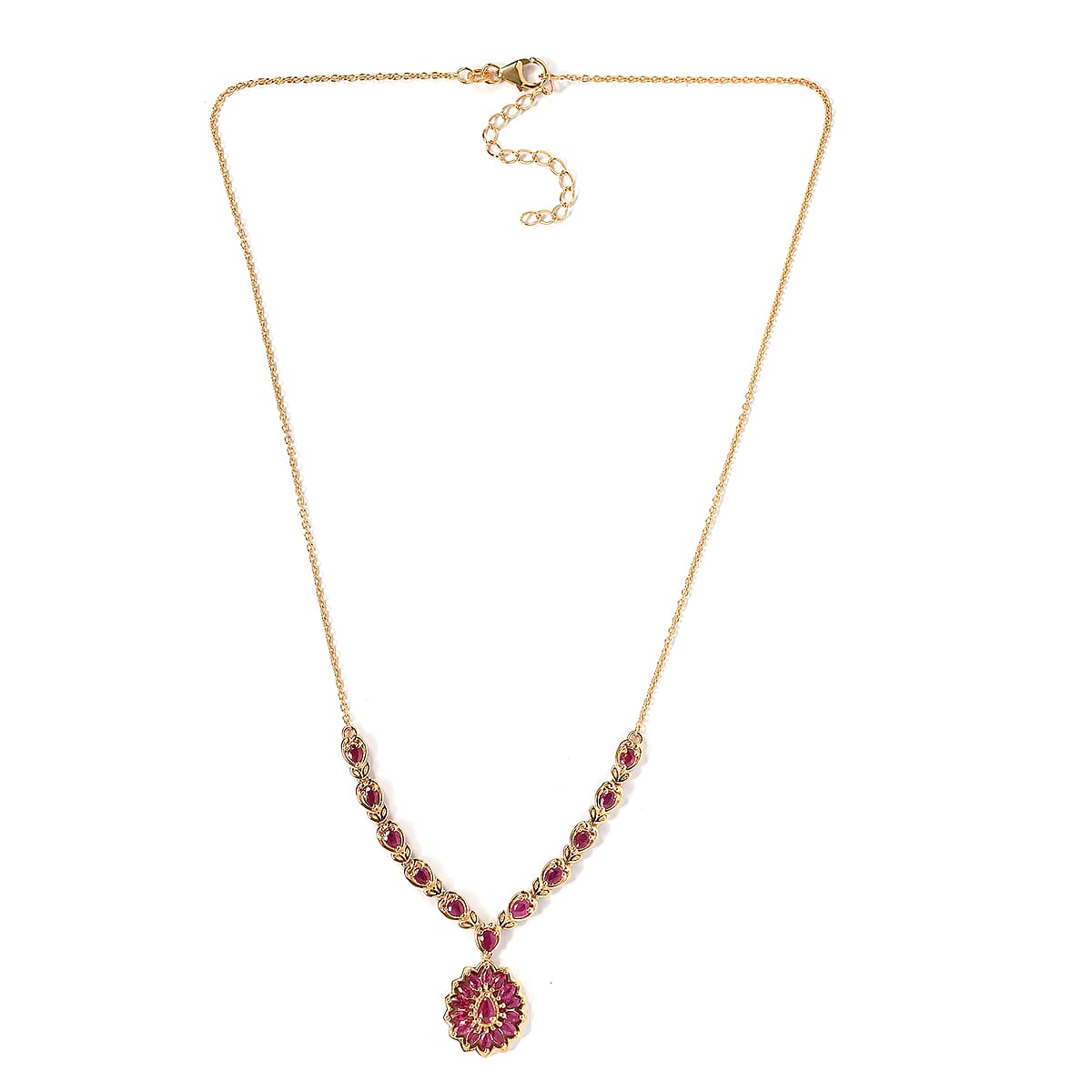 Premium Montepuez Ruby Necklace 18 Inches in Vermeil Yellow Gold Over Sterling Silver 3.00 ctw image number 3
